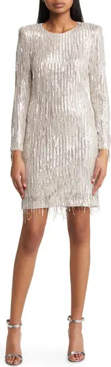 Sequin Fringed Long Sleeve Cocktail Dress | Nordstrom