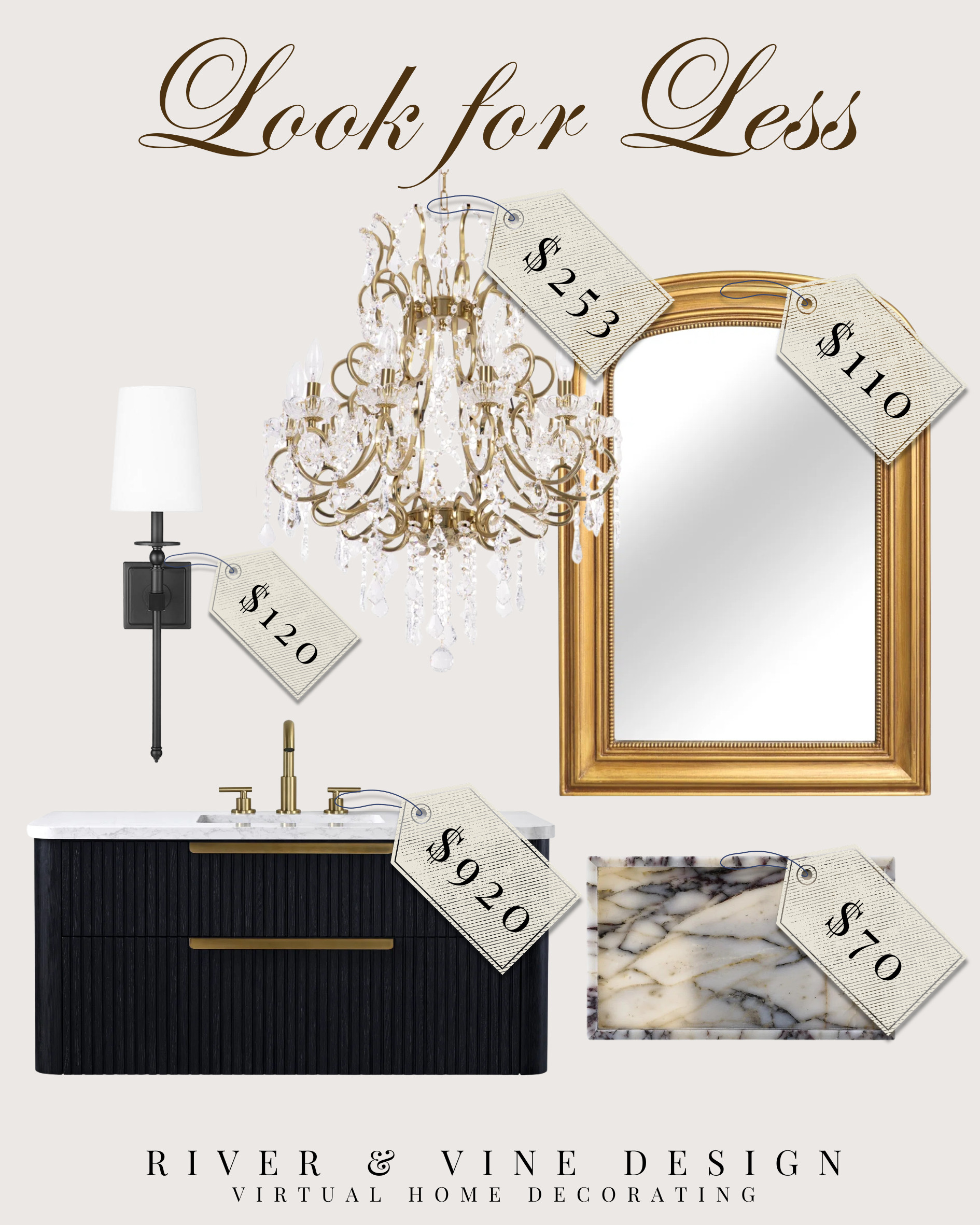 A classic bath refresh without the designer price tag. Think brass details, a statement mirror, crystal chandelier, marble accents, and a dark vanity moment that gives the whole room that layered, high-end look. These pieces are perfect for recreating a polished powder bath, guest bath, or primary bathroom on a more realistic budget.

I may receive a commission from purchases made through my links. 

 #LTKHome