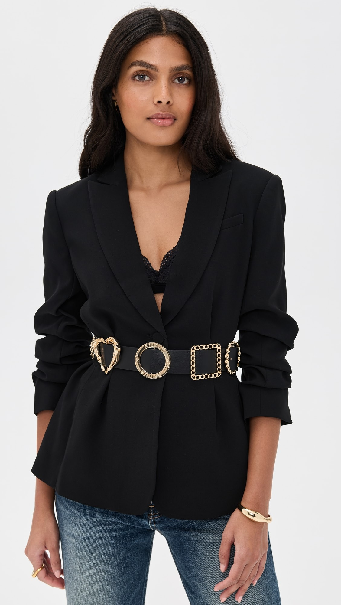 Gold Belt Scrunched Cheyenne Blazer | Shopbop