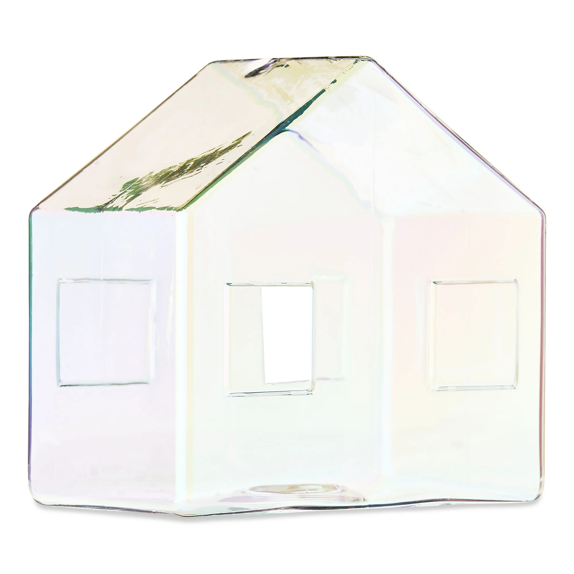 Small Iridescent Glass House Christmas Tabletop Decoration, Clear, 5", by Holiday Time | Walmart (US)