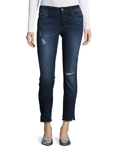KENSIE JEANS Distressed Cropped Jeans - Starry Eye | Lord & Taylor