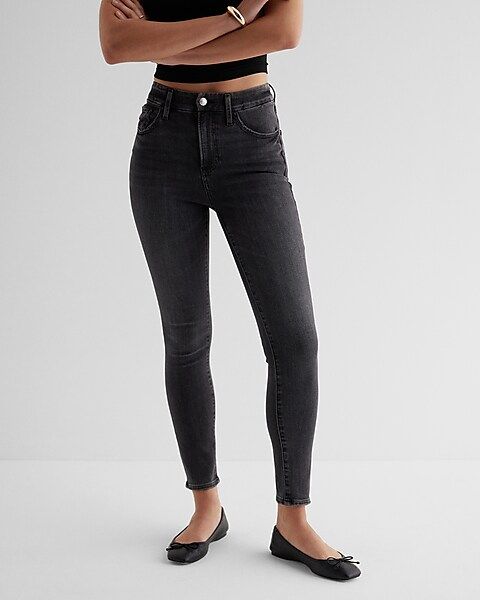 High Waisted Washed Black Flexx Skinny Jeans | Express