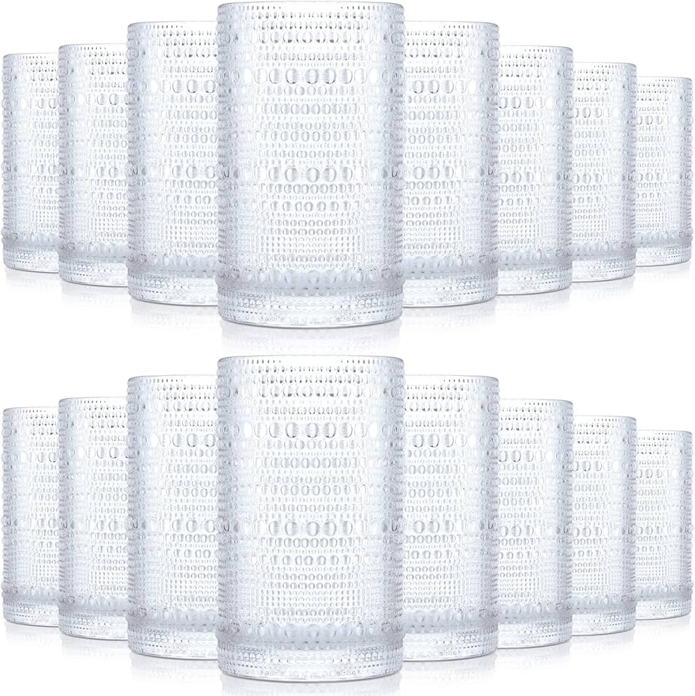 Yinder Hobnail Drinking Glasses 13 oz Christmas Party Supplies Vintage Embossed Glassware Old Fas... | Amazon (US)