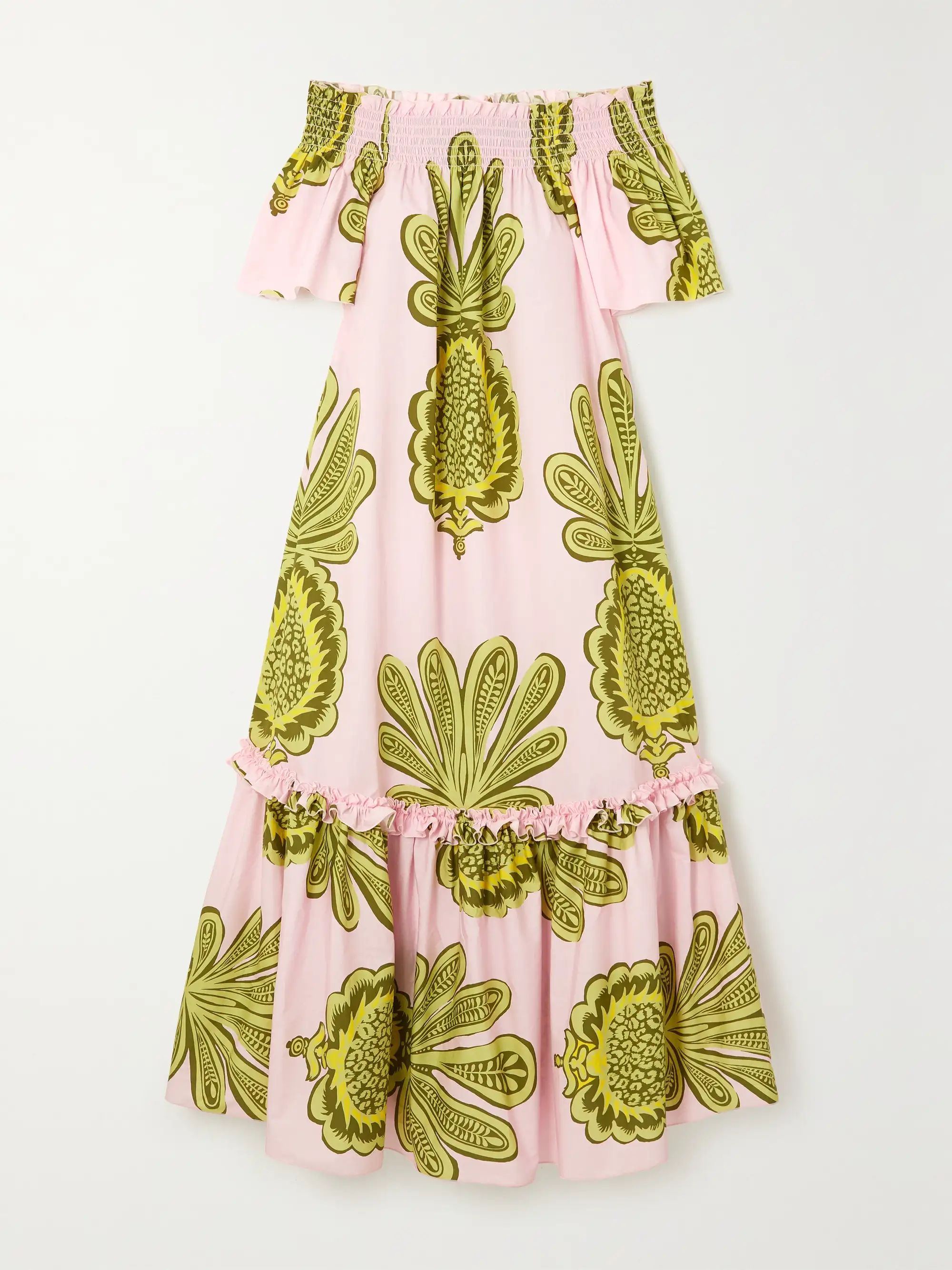 Capalbio off-the-shoulder ruffled printed cotton-poplin maxi dress | NET-A-PORTER (US)
