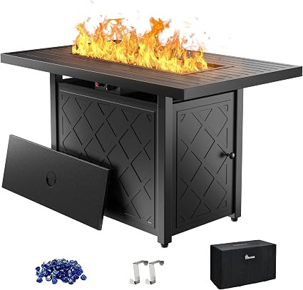 YITAHOME 43 Inch Propane Fire Pit Table, 50,000 BTU Gas Fire Pit with Ignition Systems, Iron Tabl... | Amazon (US)