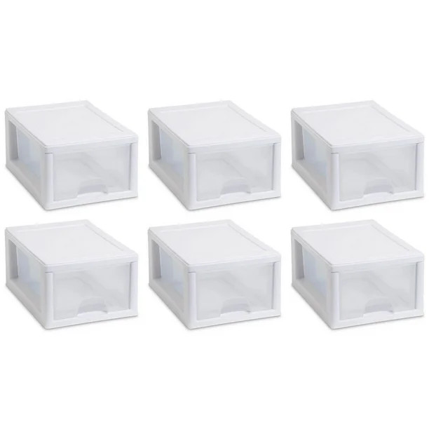Sterilite Modular Stacking Storage Drawer Container Closet (6 Pack) | Walmart (US)