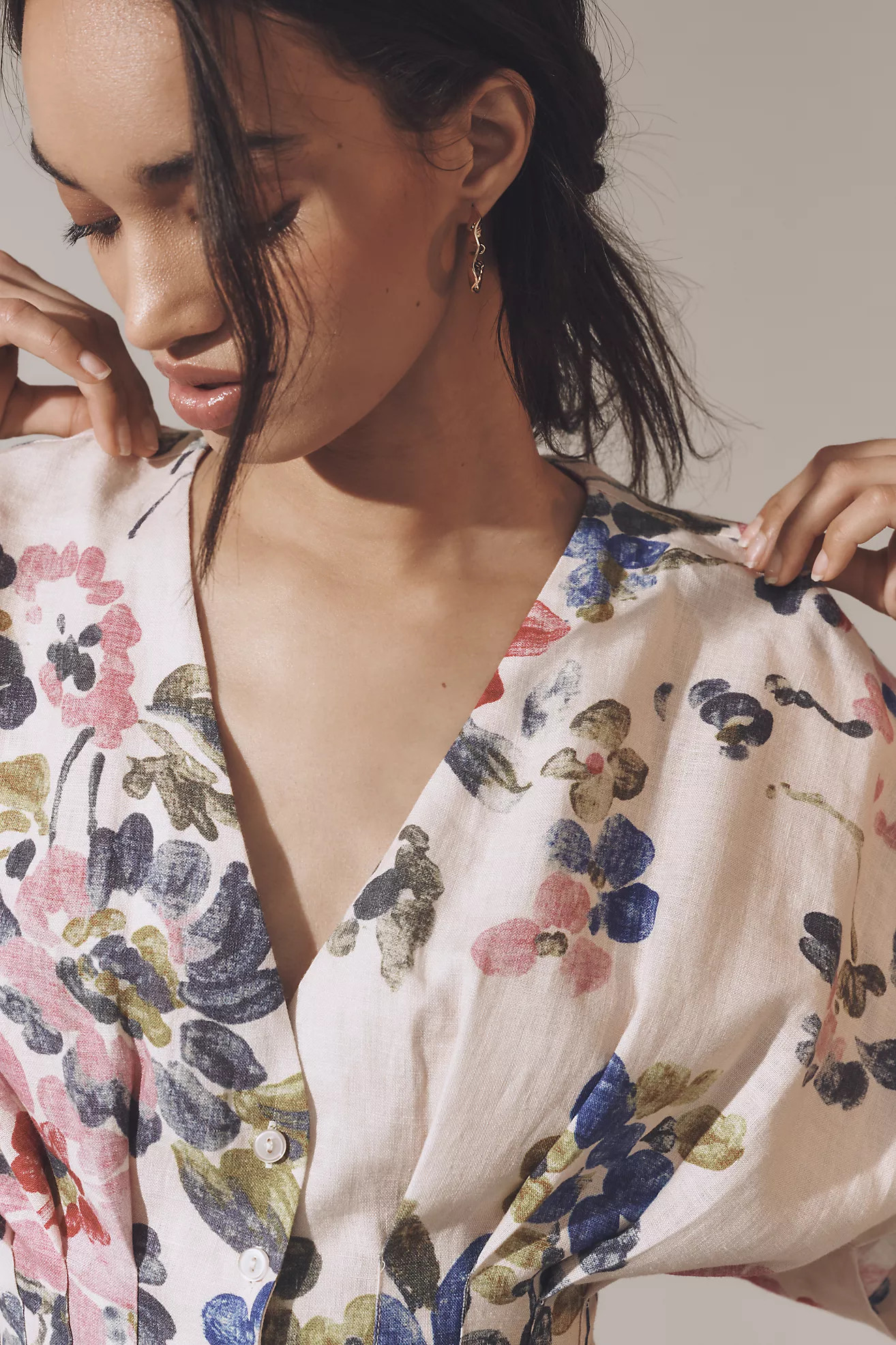 The Tobie Button-Front Pleated Shirt Dress by Exquise: Linen Mini Edition | Anthropologie (US)