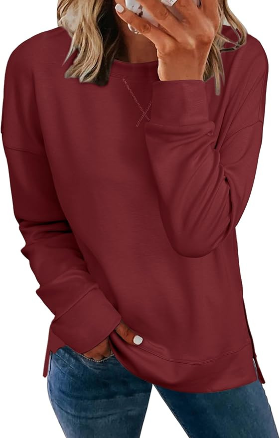 Glamaker Women's Long Sleeve Crewneck Sweatshirt Air Essentials Soft Loose Pullover Sweatshirts | Amazon (US)