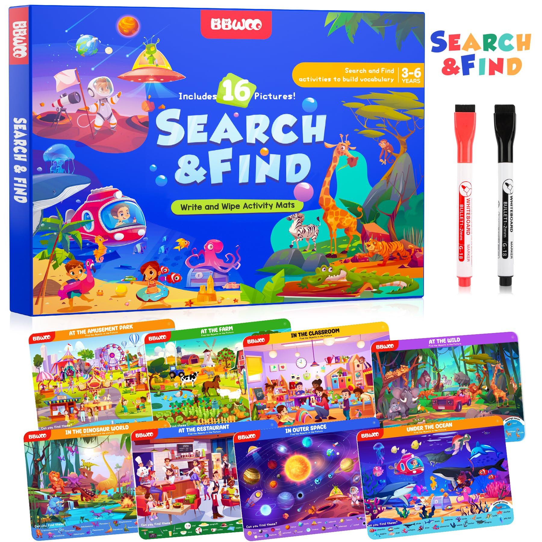 Search and Find Activity Books for Kids Ages 3-5, Toddler Travel Games Toys for Car Airplane, Roa... | Amazon (US)