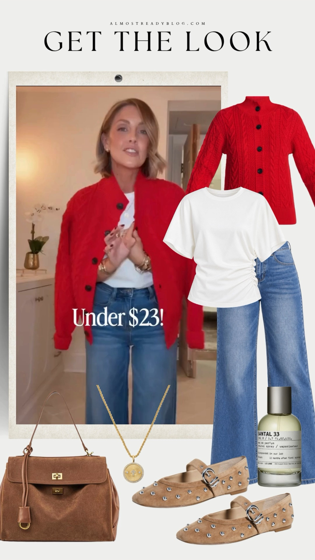 Get the look! ❤️ A chic red cardigan, classic jeans, and stylish accessories for an effortlessly polished fall outfit. Perfect for everyday wear!

XS cardigan / XS tee / 24 jeans (30”) / flats are true to size / Tote bag - Hazelnut size medium

red cardigan outfit, fall casual outfit, everyday fall style, wide leg jeans, classic white tee, fall fashion finds, casual chic outfit, affordable fall fashion, women's fall outfits, trendy fall accessories