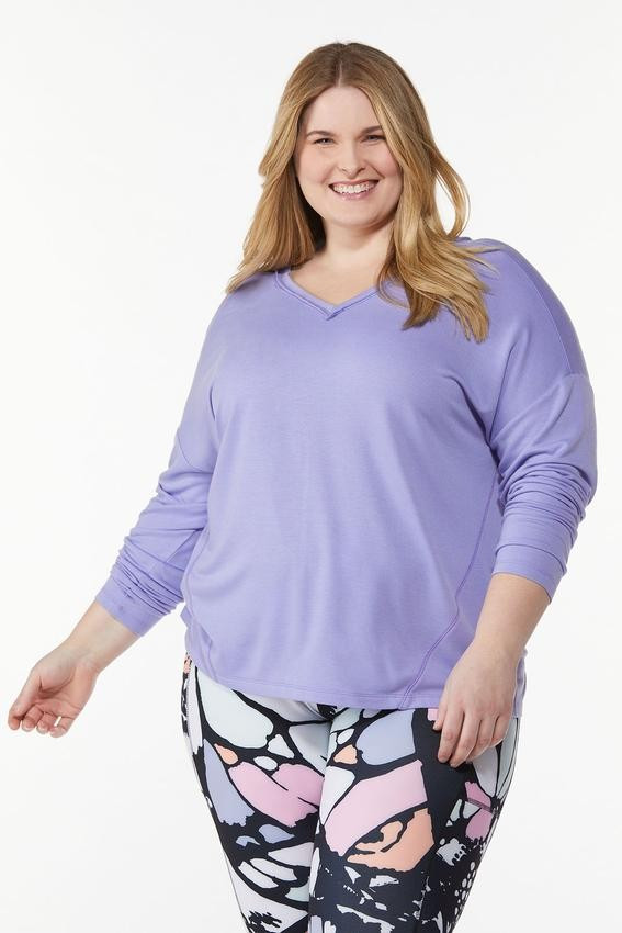 Plus Size Twisted Lattice Back Active Top | Cato Fashions