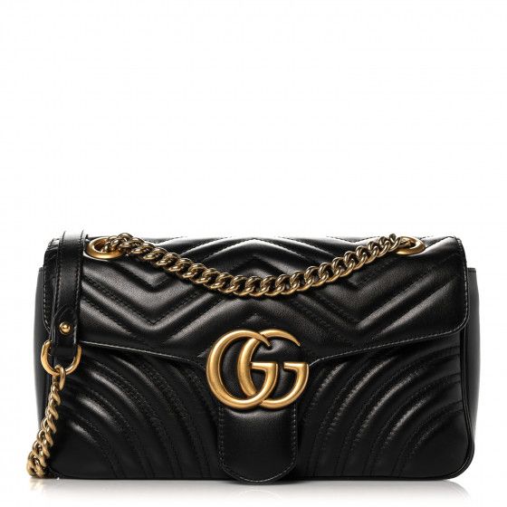 GUCCI Calfskin Matelasse Small GG Marmont Shoulder Bag Black | FASHIONPHILE | Fashionphile