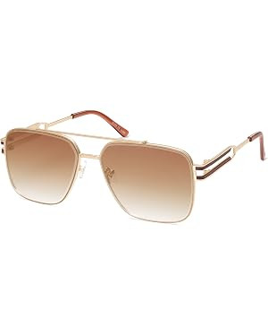 SOJOS Retro Square Metal Frame Sunglasses for Women Men, Vintage Double Bridge Flat Lens Women Me... | Amazon (US)