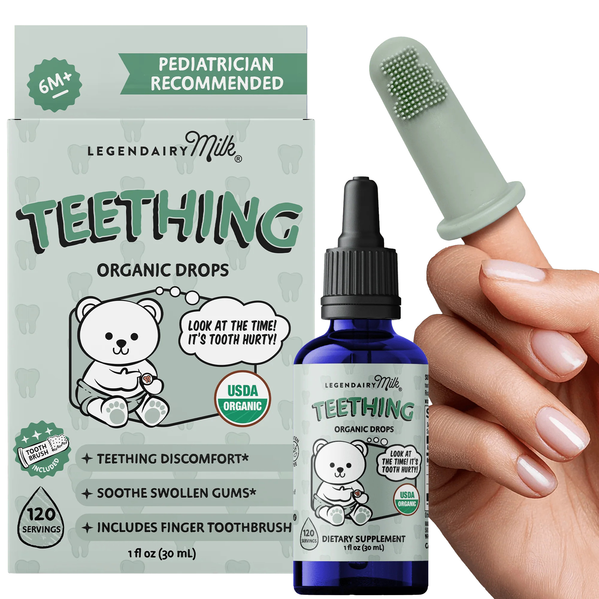 Organic Teething Drops and Toothbrush | Teething Support for Baby* | Legendairy Milk | Legendairy Milk