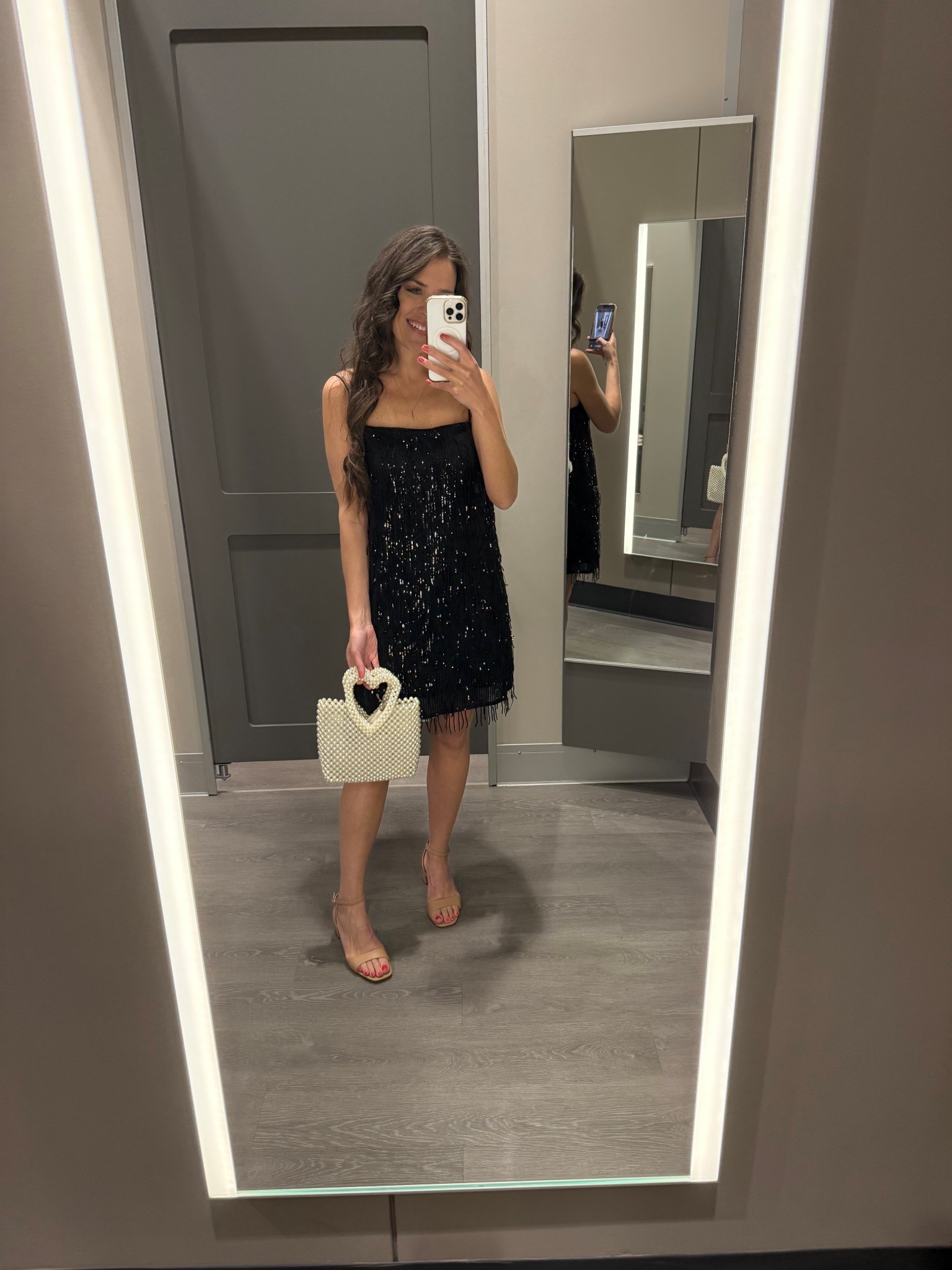 Obbbbsessed with this black dress and heart detailed Pearl purse! ♥️ Valentine’s Day style | Target fashion | Target style | black sparkly dress 

#LTKootd #LTKValentine #LTKSeasonal