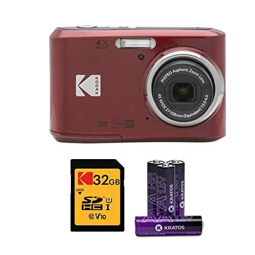 Kodak PIXPRO FZ45 Digital Camera (Red) Bundle with 32GB Class 10 UHS-I U1 SDHC Memory Card and AA High-Performance Alkaline Batteries (4-Pack) (3 Items) | Amazon (US)