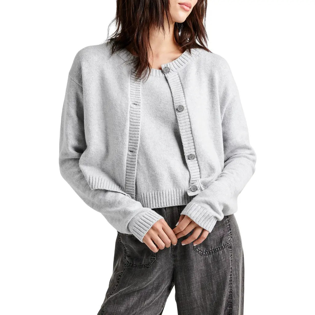 Splendid Cropped Cardigan in Ice Heather Grey at Nordstrom Rack, Size Small | Nordstrom Rack