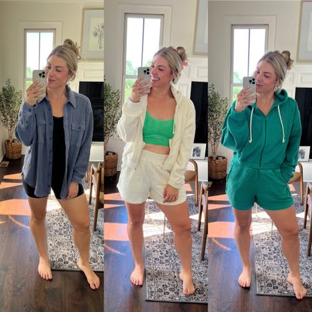 Workout and casual gear for the busy mom. Perfect for fall and summer. Cozy matching sets for a Colorado fall. Jade, cream, black romper 

#LTKunder50 #LTKfitness #LTKcurves