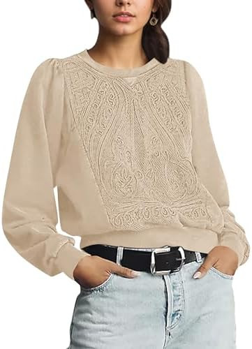 MISSACTIVER Women's Graphic Embroidered Sweatshirts Oversized Long Lantern Sleeve Pullovers Casua... | Amazon (US)