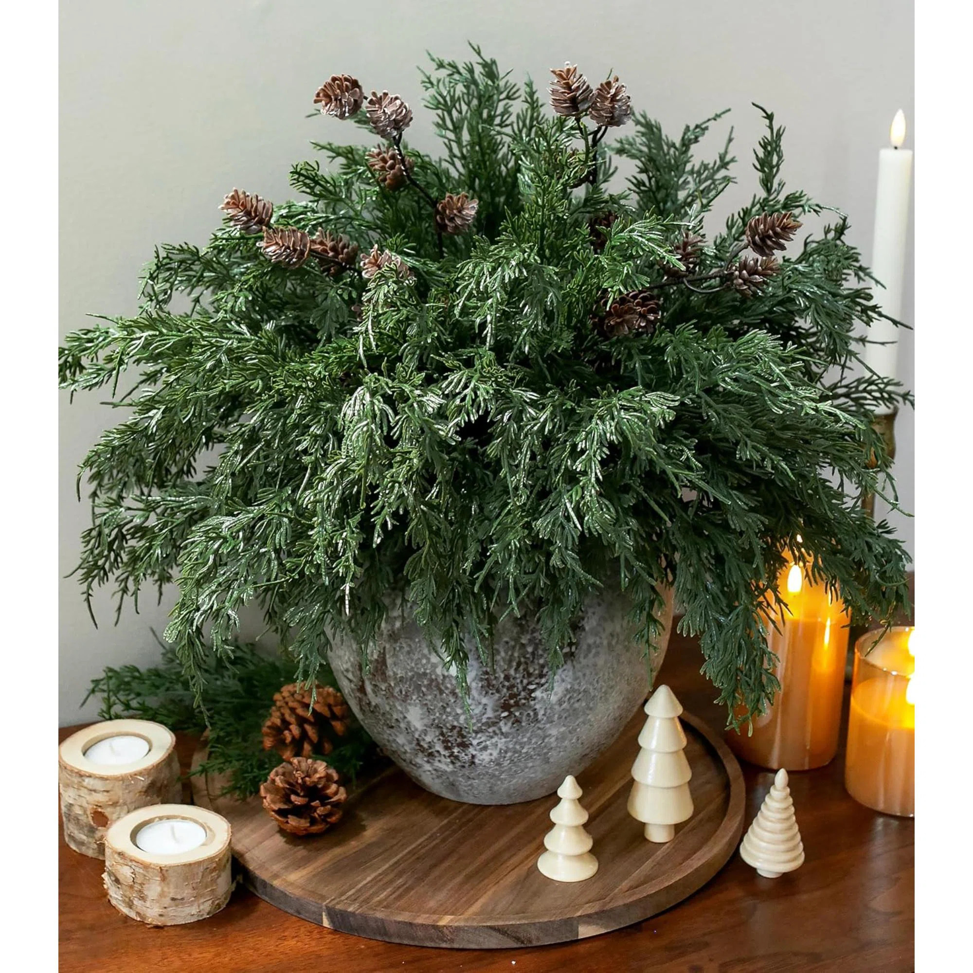 Faux Cedar Stems Artificial Norfolk Pine Branches For Christmas Decor 12 PCS Fake Pine Stems With... | Wayfair North America