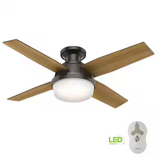 Hunter Dempsey 44 in. Low Profile LED Indoor Noble Bronze Ceiling Fan with Universal Remote 59445... | The Home Depot