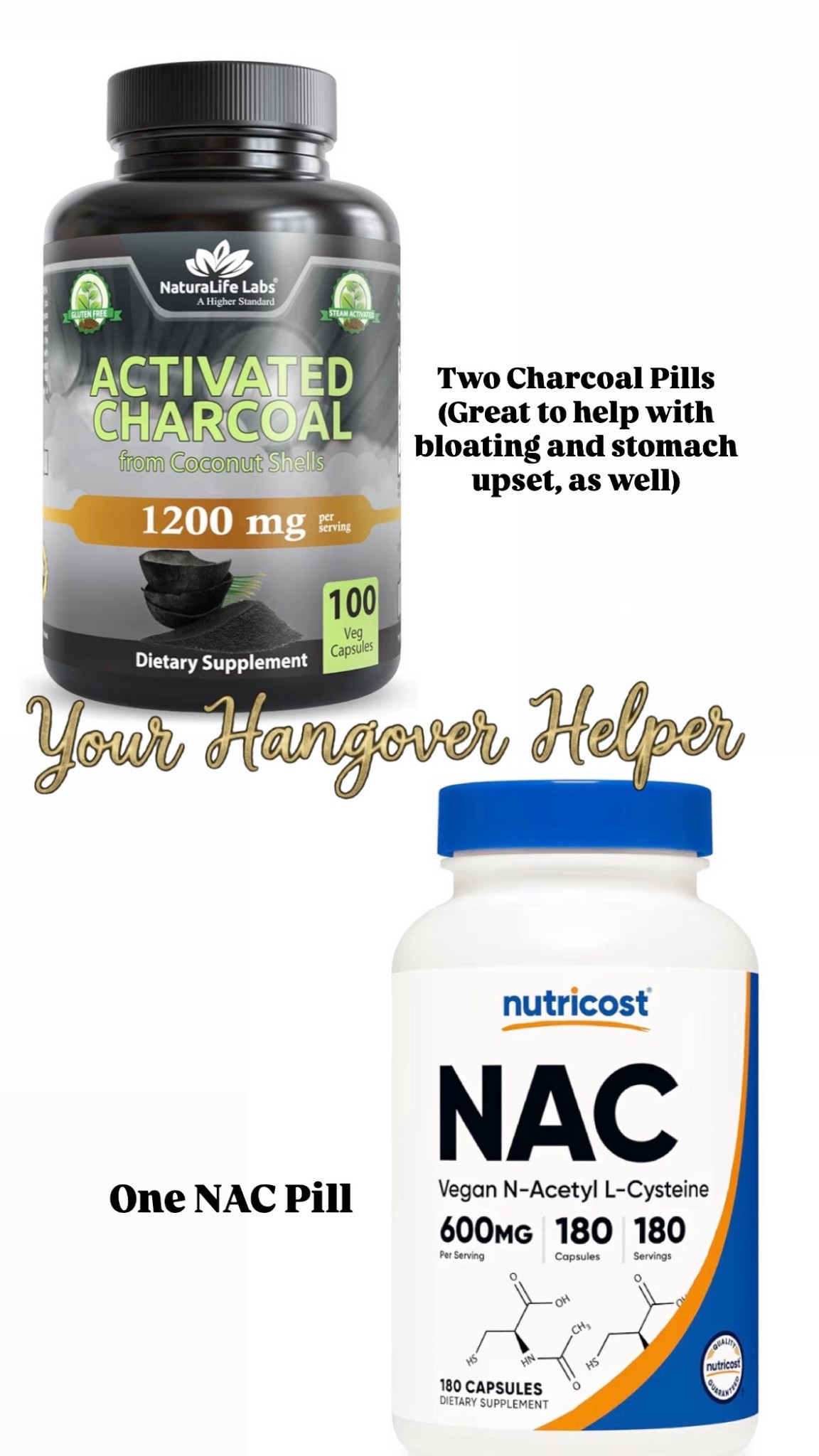 Your Hangover Helper! 

Two charcoal pills and one NAC will help clean out the alcohol from your system.  It will not replace good sleep, but will help you avoid the sugar crash in the middle of the night. 

Take before you start drinking or when you are done for the evening. 

You will thank me!!! 

#LTKfitnessgoals #LTKOver40 #LTKselfcare