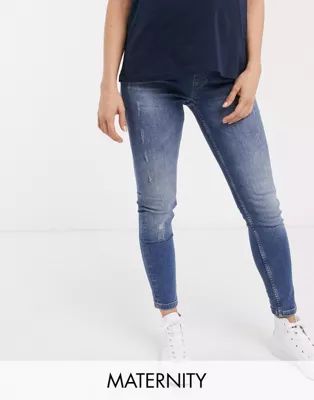 GeBe Maternity over-the-bump skinny jeans in light wash blue | ASOS (Global)