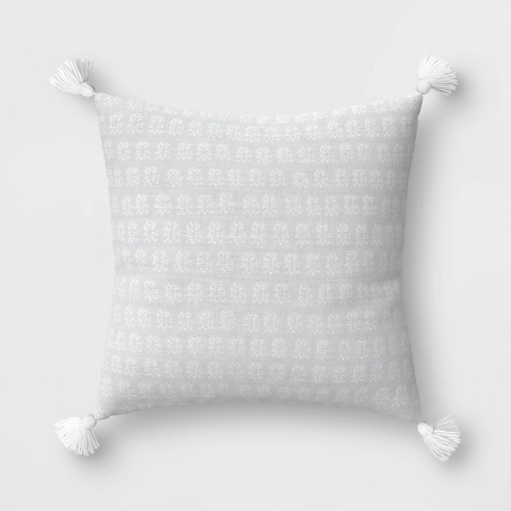 Block Floral Outdoor Throw Pillow Ivory - Threshold™ | Target
