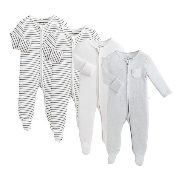Zip-Up Sleepsuit 4 Pack | Baby MORI (UK)