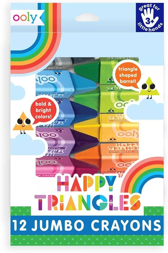 Ooly Jumbo Triangle Crayons for Toddlers [Set of 12], Toddler Crayons Ages 1-3, No Roll Crayons, ... | Amazon (US)