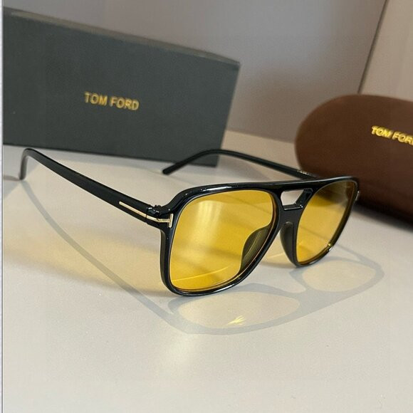 Tom Ford Aviator Sunglasses - Black Frame, Yellow Lenses | Poshmark
