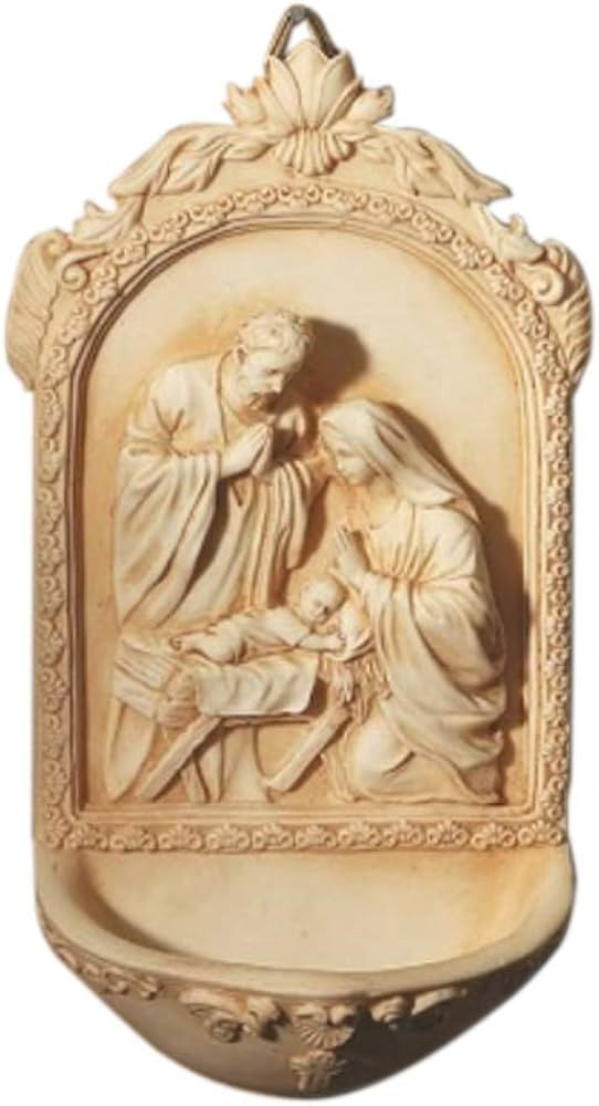 Catholic & Religious Nativity Holy Water Font. Material: Resin Size: 6 1/2" H. Holy Family with S... | Amazon (US)
