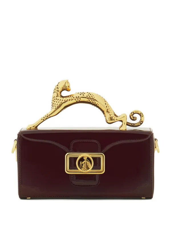 Pencil leopard-embellished patent-leather mini bag | Farfetch Global