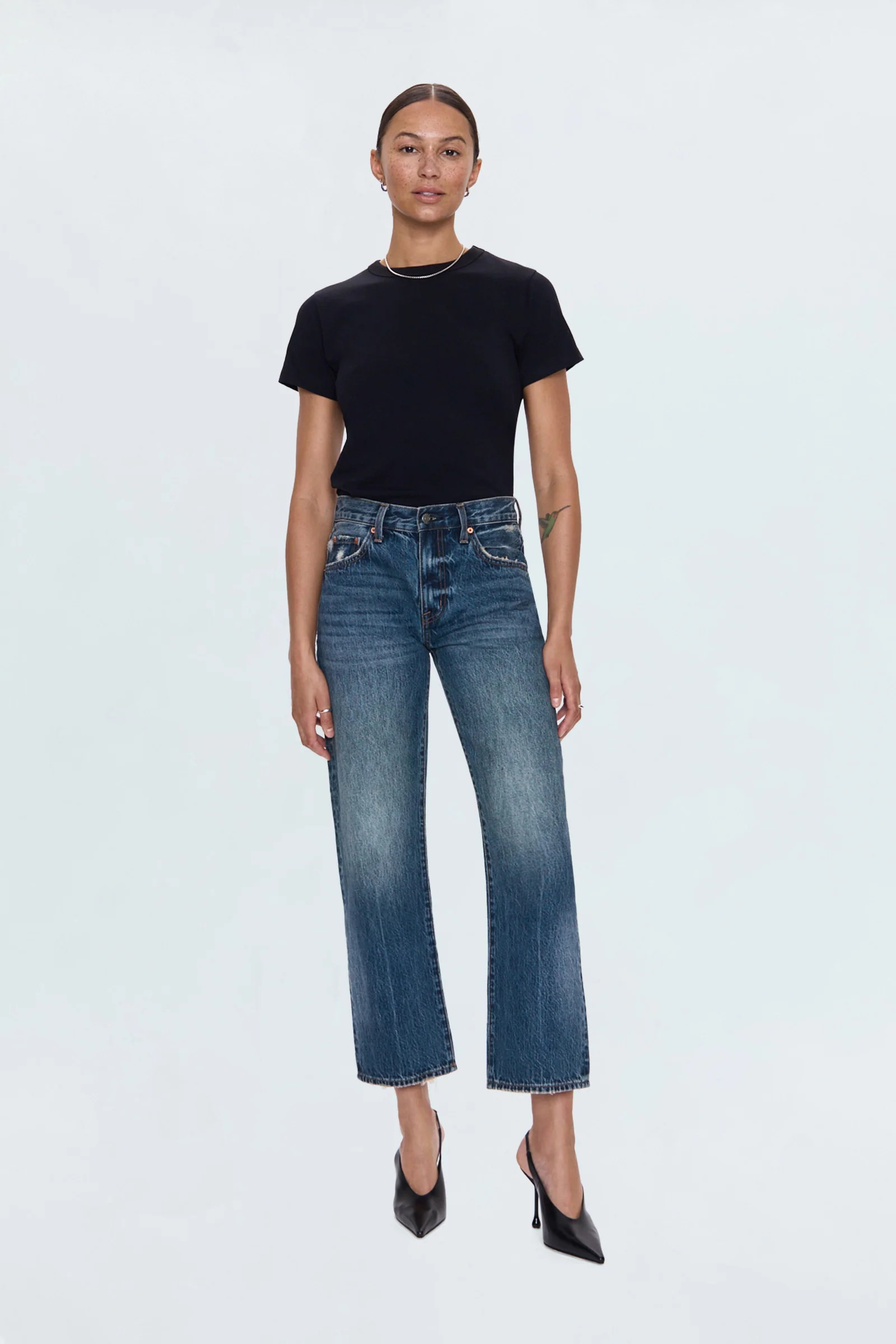 Lexi Mid Rise Bowed Straight Jean - Artisan | Pistola Denim
