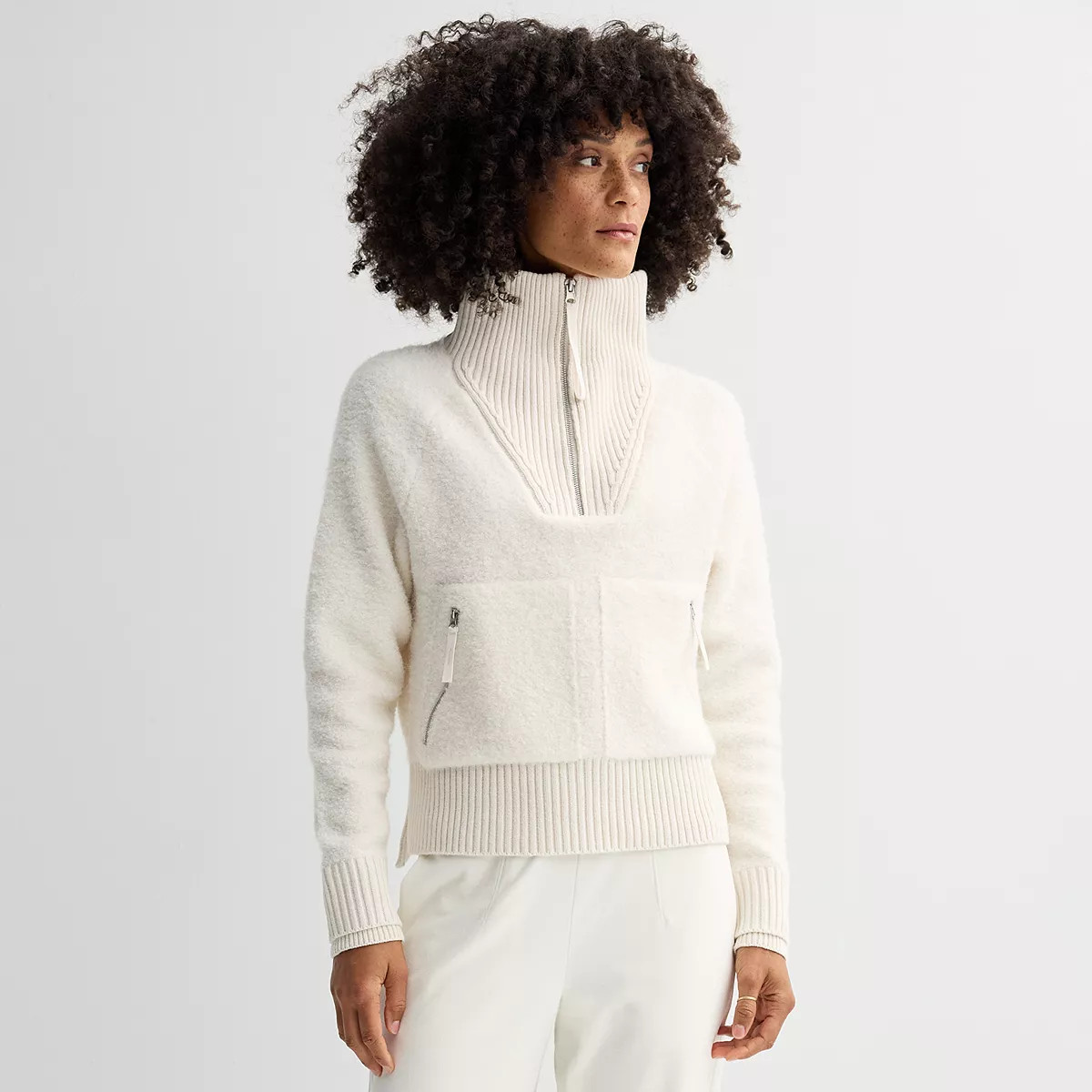Women's FLX Chunky Quarter Zip Boucle Sweater | Kohl's
