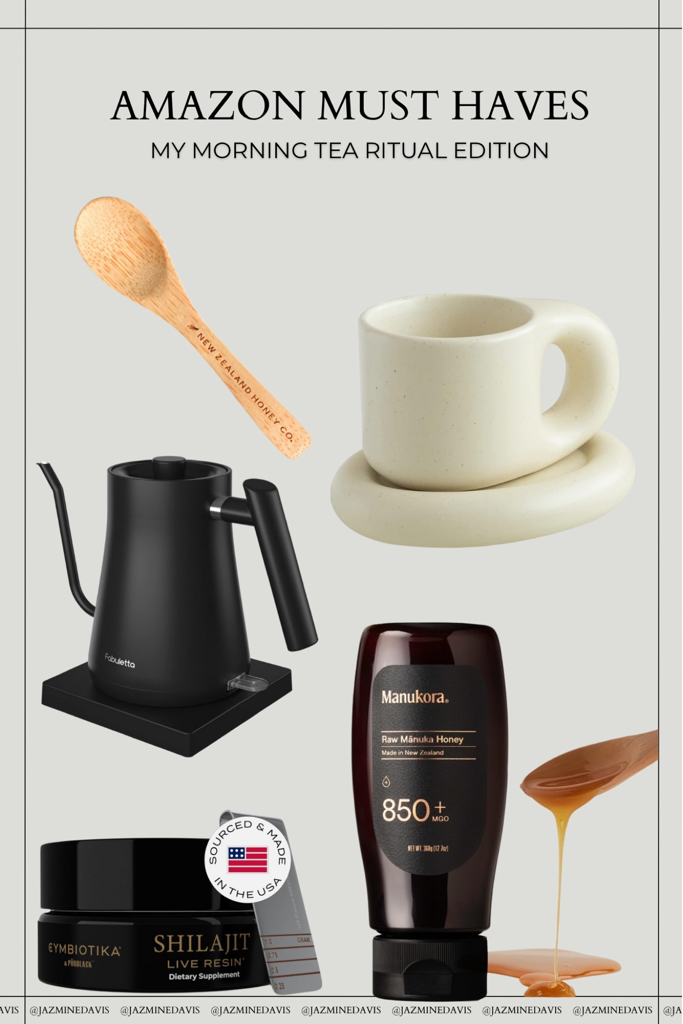 This isn’t just any morning ritual, it’s the morning ritual that sets up your immune system, improves your brain function, and packs you full of beneficial minerals and antioxidants (and more 😉). 

I’ve been using Cymbiotika and Manokura for some time now and they’ve both been apart of my holy grail system to blissful health. The tea kettle and mug are some much needed companions, and the wooden spoon is for preservation of the manuka honey.

Sending you all good health :)

#LTKFindsUnder50 #LTKFitness #LTKBeauty
