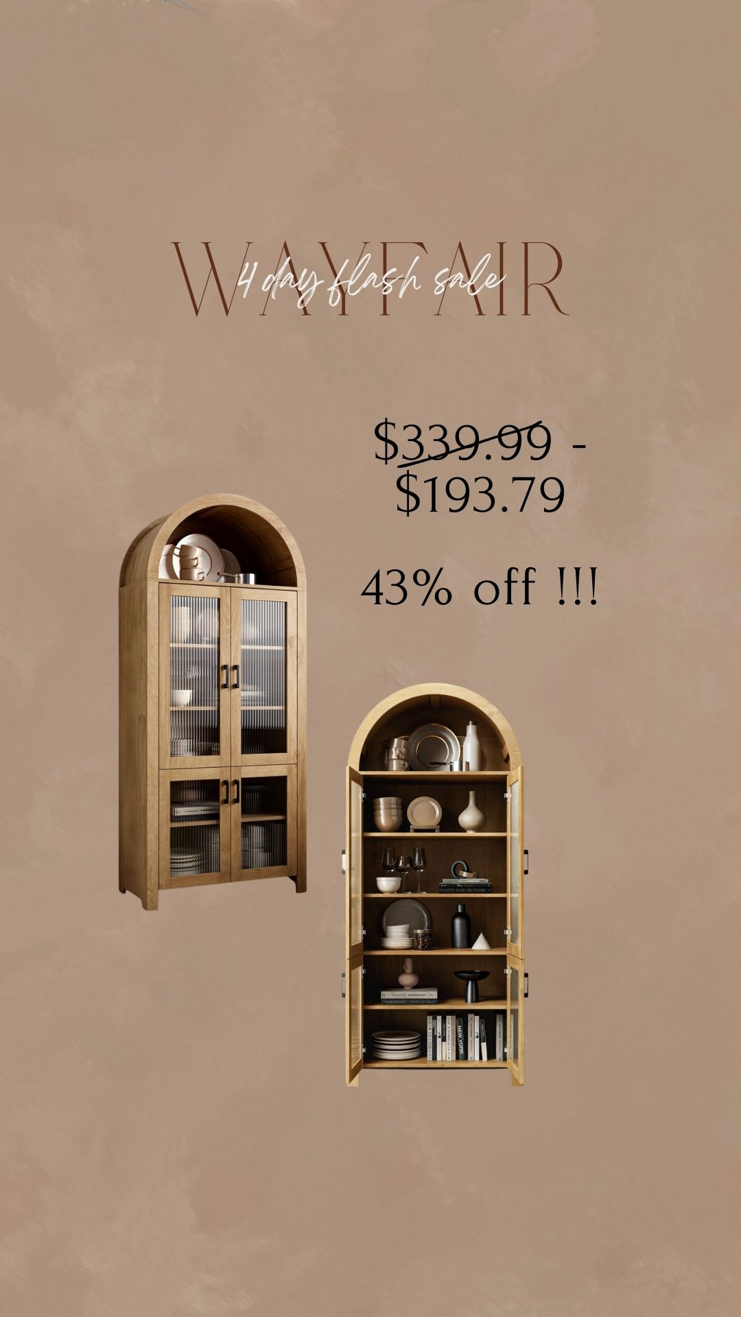 Wayfair 4 day flash sale !!! 
Save 43% off on this stunning show cabinet 

 #LTKHome #LTKSaleAlert