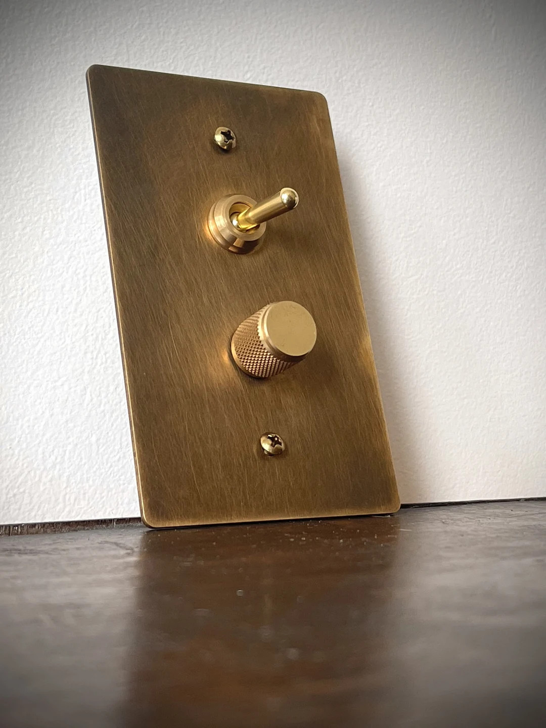 Retro Toggle & Dimmer Light Switch - Aged Brass Finish 1 Gang Plate - Etsy | Etsy (US)