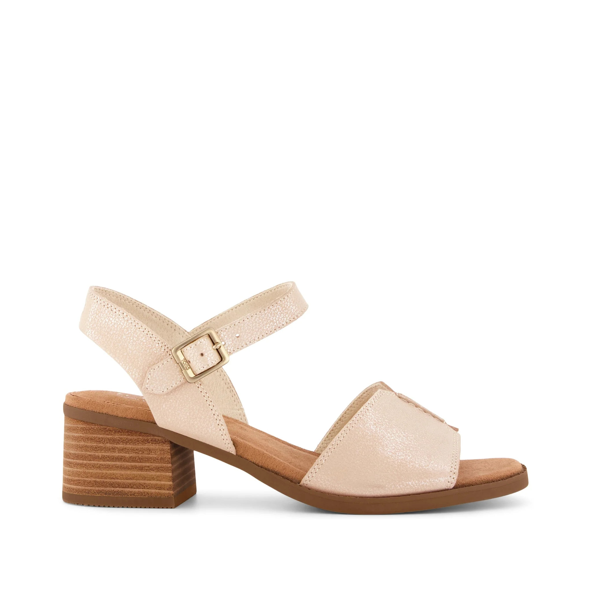 Womens Eloise Sandal Champagne Shimmer Suede | Toms EMEA