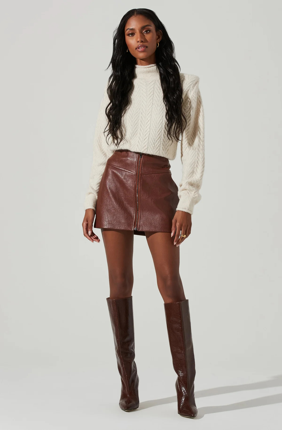 Tracy Faux Leather Front Zip Skirt | ASTR The Label (US)