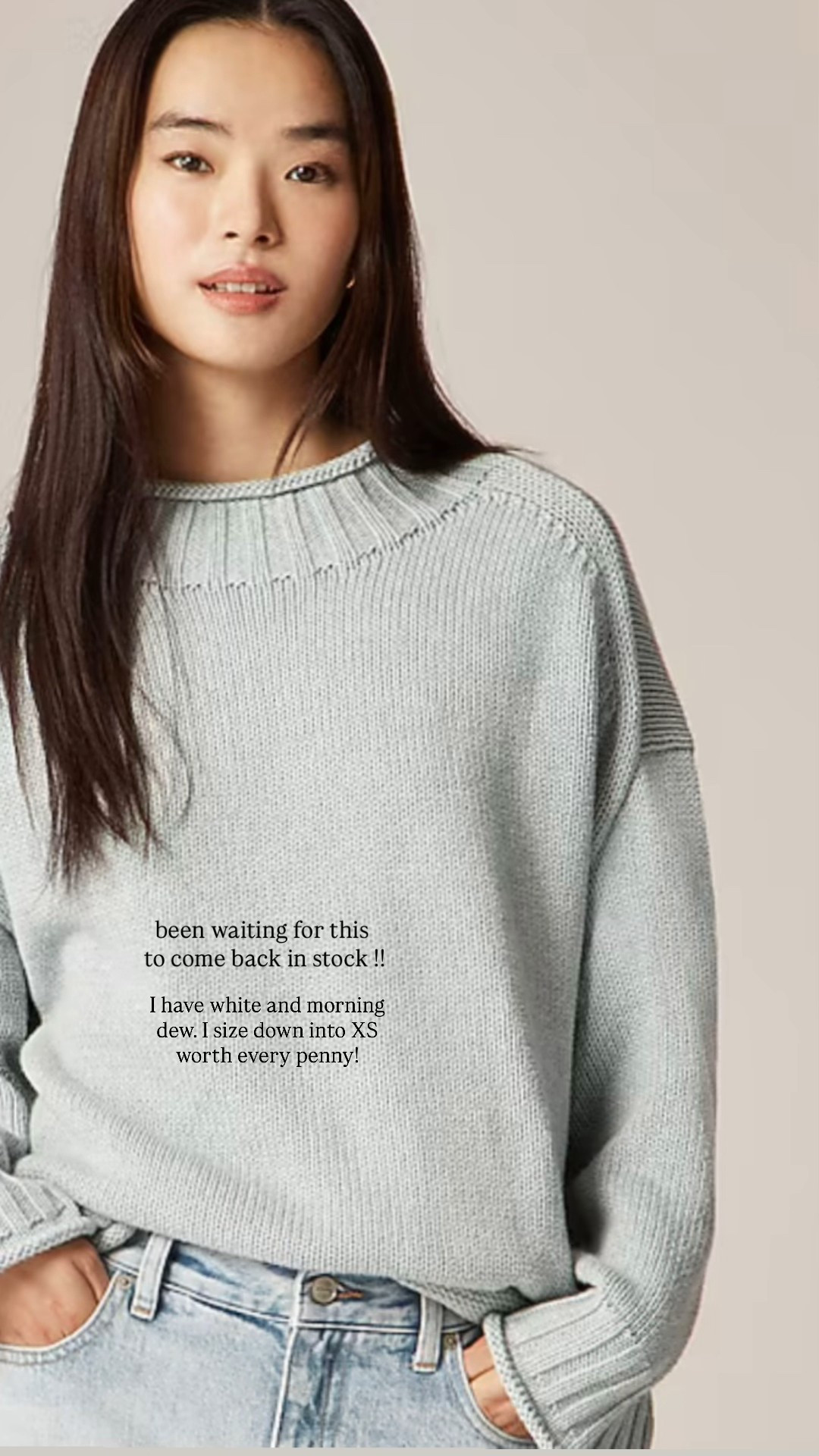 Woohoo back in stock! 
Been waiting months for this. 

This sweater is SO good. Worth every penny and even under $100!! 

Size down one size 

I have the white and Mountain Dew 

#LTKOver40 #LTKSeasonal #LTKFindsUnder100