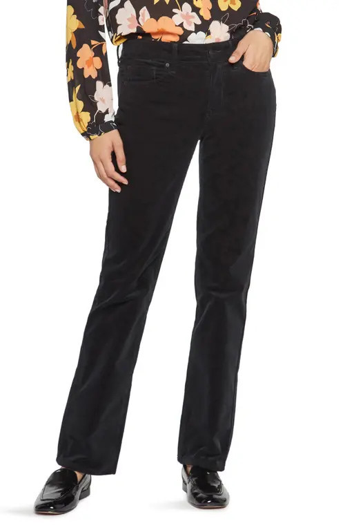 NYDJ Marilyn Corduroy Straight Leg Pants in Black at Nordstrom, Size 2 | Nordstrom