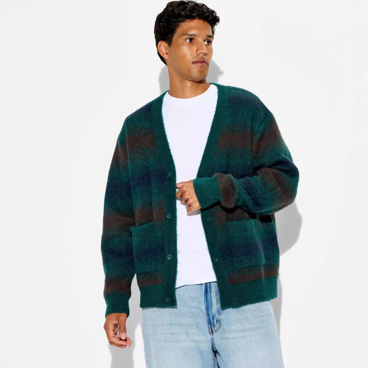 Men's Long Sleeve Cardigan Sweater - Original Use\u2122 Dark Teal S | Target