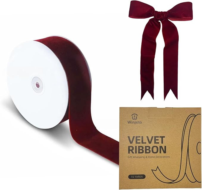 15 Yards Velvet Ribbon 1-1/2 Inch Single Face Red Velvet Ribbon Spool Prefect for Wedding, Ribbon... | Amazon (US)
