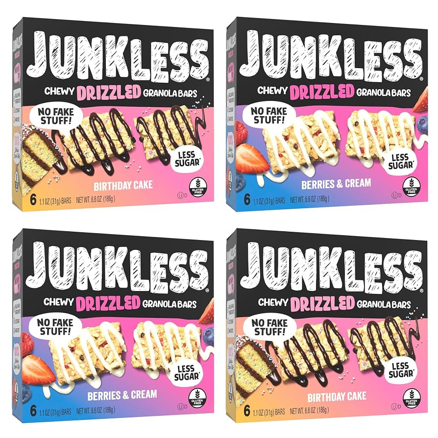 JUNKLESS Chewy Granola Bar 2‑Flavor Variety Pack (24 Bars)–Non‑GMO, Gluten‑Free, Less Sug... | Amazon (US)
