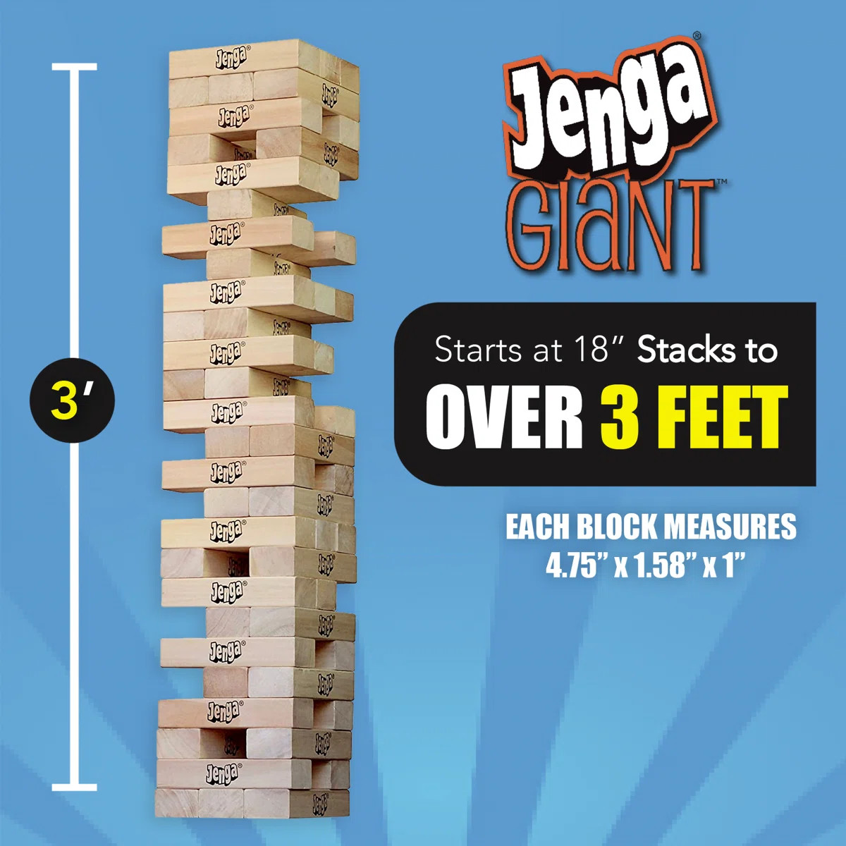 Jenga GIANT Challenge - Stacks to over 3 feet high! | Wayfair North America