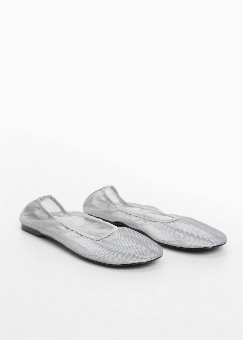 Semi-transparent mesh ballerinas -  Women | Mango USA | MANGO (US)