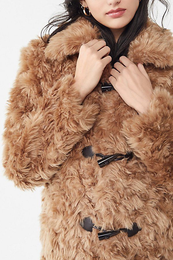 Avec Les Filles Faux Fur Toggle Coat - Beige XS at Urban Outfitters | Urban Outfitters (US and RoW)