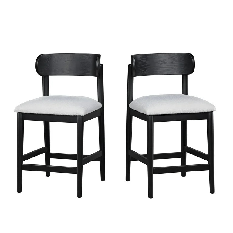 Beautiful Drew Counter-Height Stools by Drew Barrymore, Rich Black Finish, 2 Pack | Walmart (US)