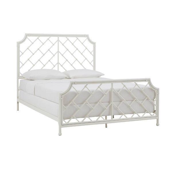 Queen Brinley Geometric Mosaic Metal Bed White - Inspire Q | Target